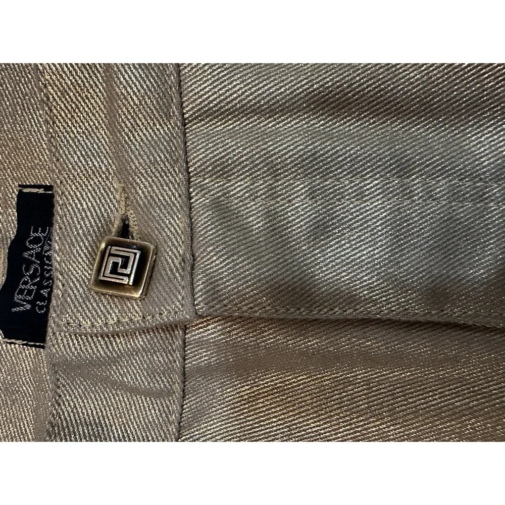 VERSACE Gianni Italy  Gold‎ Metallic Shinny Solid Women Jeans Pants Sz 30 AMGD29